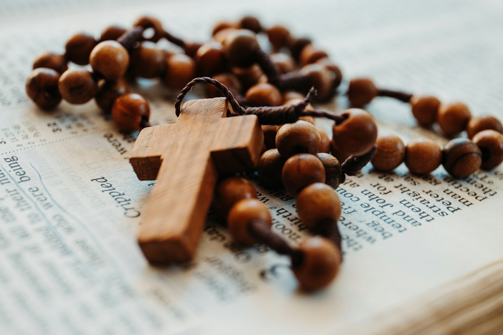 brown wooden beaded rosary